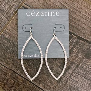 Cézanne Silver Diamond Teardrop Dangle Earrings